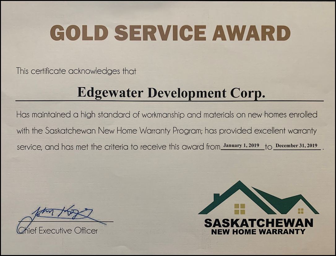 Gold Service Award Winning Saskatoon Homebuilder